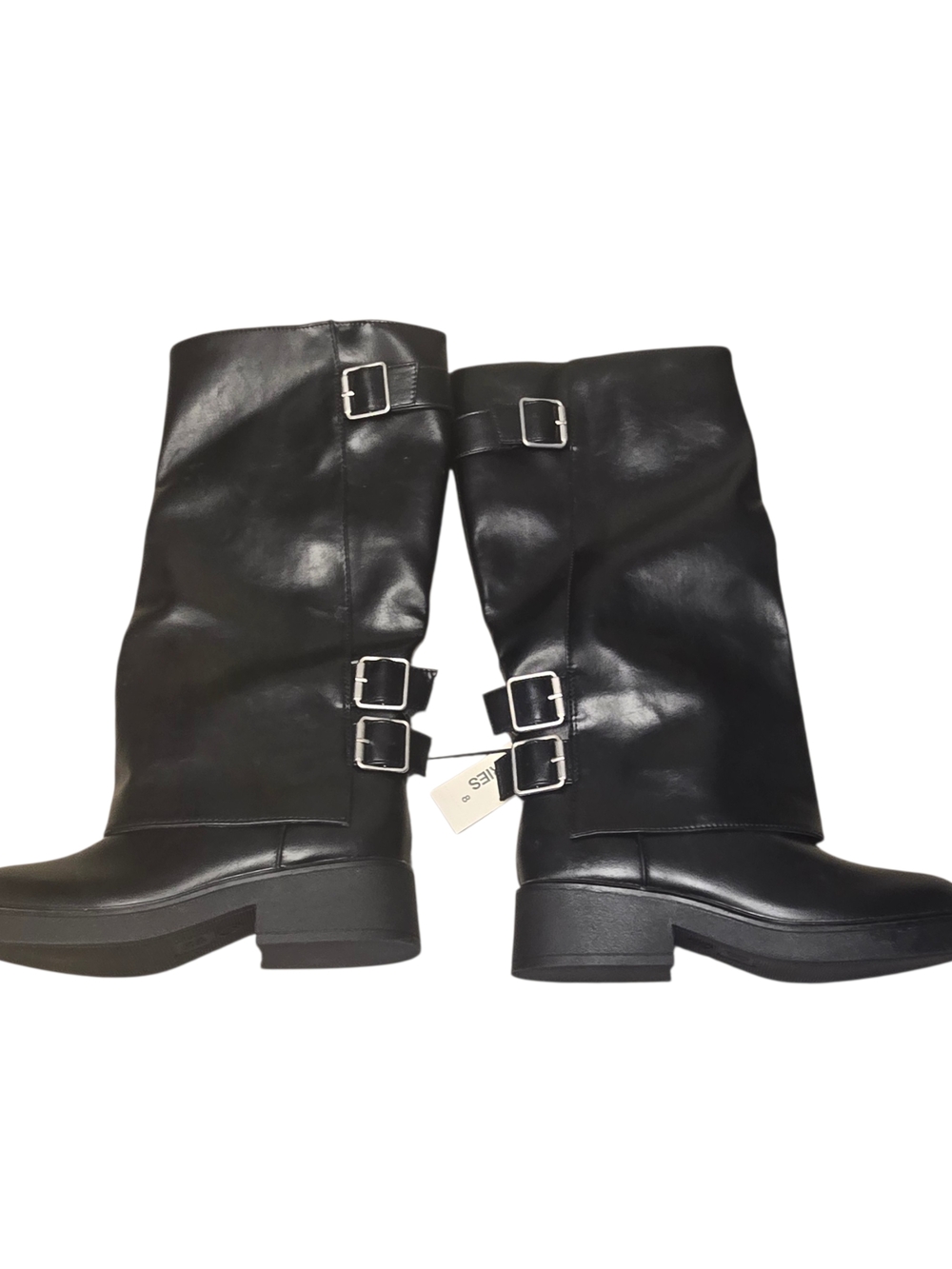 Black Mid-Calf Buckle Heeled Boots NWT